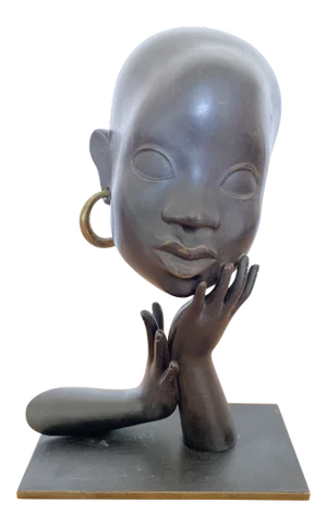 Early 1930s Karl Hagenaur First Edition African Bust Bronze Sculpture