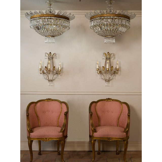 Vintage Empire Style Three-Light Wall Lights, 1940s, Set of 2 For Sale - Image 4 of 13