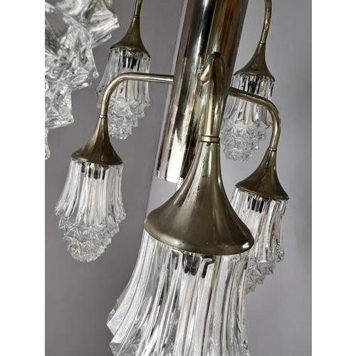 10-Light Chandelier in Glass and Chrome by Richard Essig For Sale - Image 3 of 11
