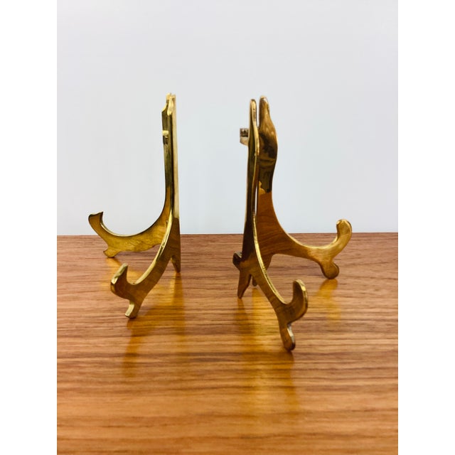 Vintage Pair of Brass Plate / Art Display Easels made of solid brass hinged great for plate or small art display great...