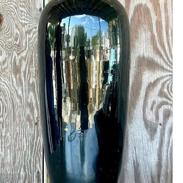 Vintage Boho Glazed Ceramic Tall Ming Vase For Sale - Image 11 of 13