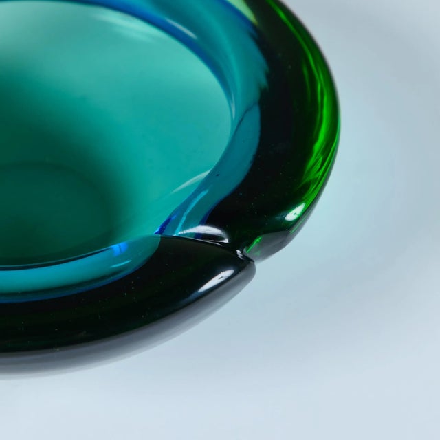 Murano Glass Green and Blue Bowl Ashtray For Sale - Image 4 of 12