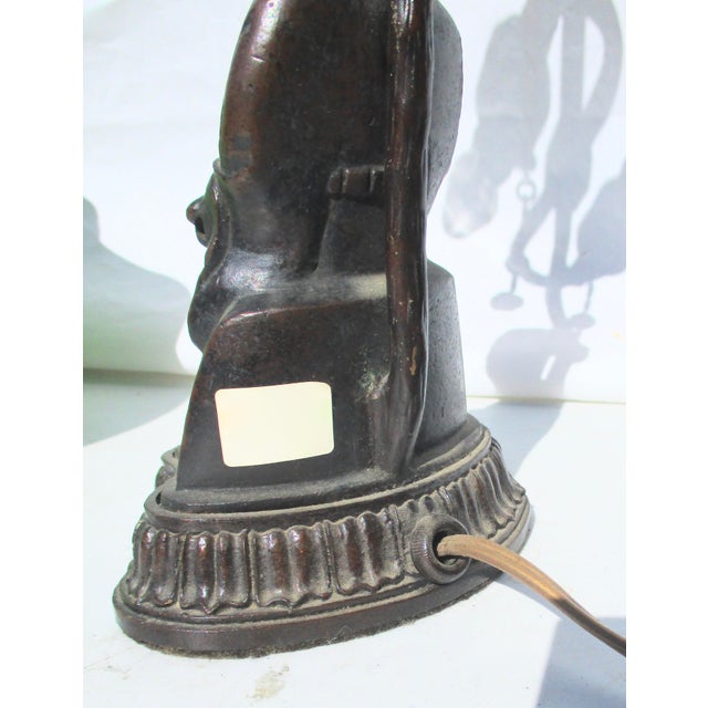 Early 20th Century Chinese Ming Bronze Ancestor Figure Mounted as Lamp For Sale - Image 5 of 9