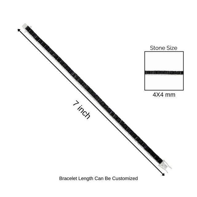 Square Cut Black Onyx 14.87 CTW Sterling Silver Tennis Bracelet 15.59g Gross Weight For Sale - Image 9 of 11