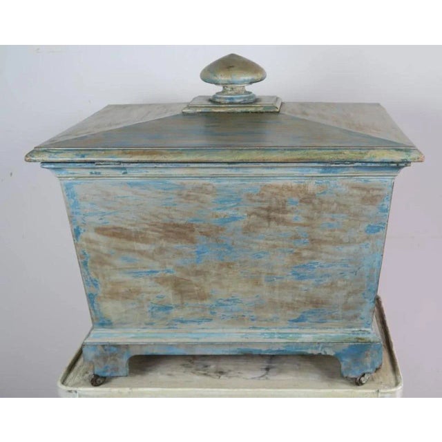 English 19th Century English Antique Painted Wine Cooler, Wood & Metal For Sale - Image 3 of 9