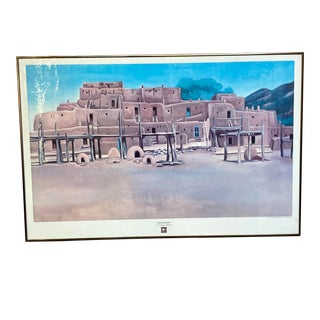 1975 Georgia O'Keefe Taos Pueblo Lithograph, Framed - Jack O'Grady Galleries For Sale