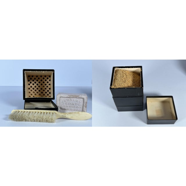 Brown Antique Dennison's Jewelry Cleaning Kit: Dovetail Leather Box For Sale - Image 8 of 10