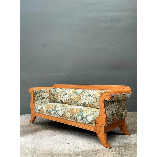Late 20th Century Vintage Biedermeier Sofa in Dorothy Draper Floral Tapestry For Sale - Image 5 of 12