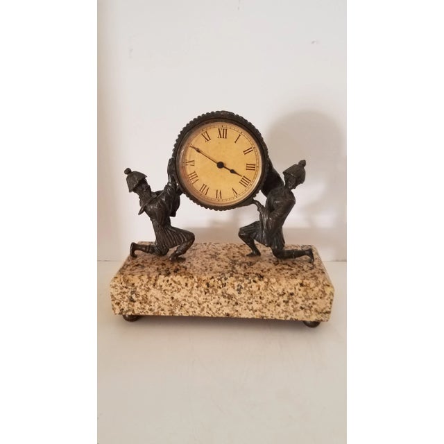 Metal Art Nouveau "Hanhard" German Marble and Bronze Jaegar Infantry Soldiers Mantel Clock For Sale - Image 7 of 7