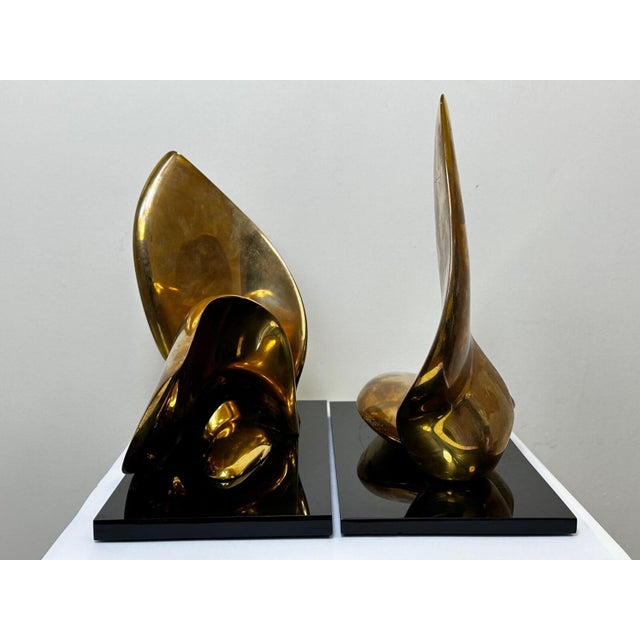 Pair of Gilt Bronze Swans by Jack Zajac — Signed & Numbered 18/95, Limited Edition Mid-Century Modern Sculptures For Sale - Image 14 of 18