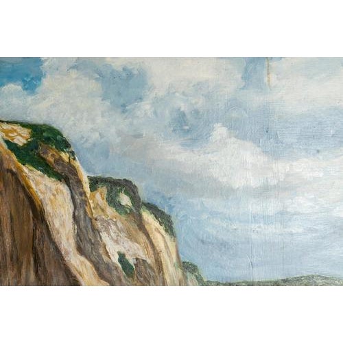 Modern The Cliffs of Dieppe, 20th Century, Oil on Cardboard For Sale - Image 3 of 5