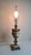 A striking vintage table lamp carved from beautifully banded natural onyx marble, featuring a tall, classically inspired...