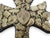 Stunning hand crafted Mexican folk art Milagros cross. Thick hand carved dark wood heavily embellished with gold tone...