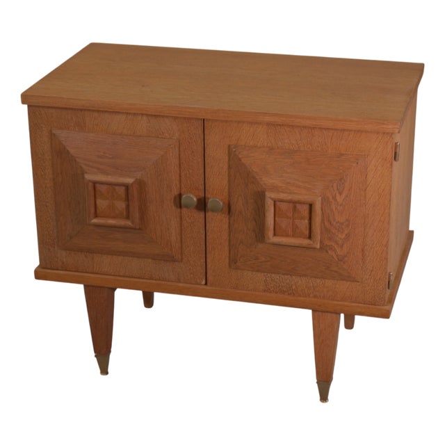 Brutalist Bedside Table in Oak and Oak Veneer, 1960s For Sale