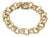 Mid 20th Century 14k Yellow Gold Textured Double Round Link Charm Bracelet 12mm Wide 7.5" For Sale