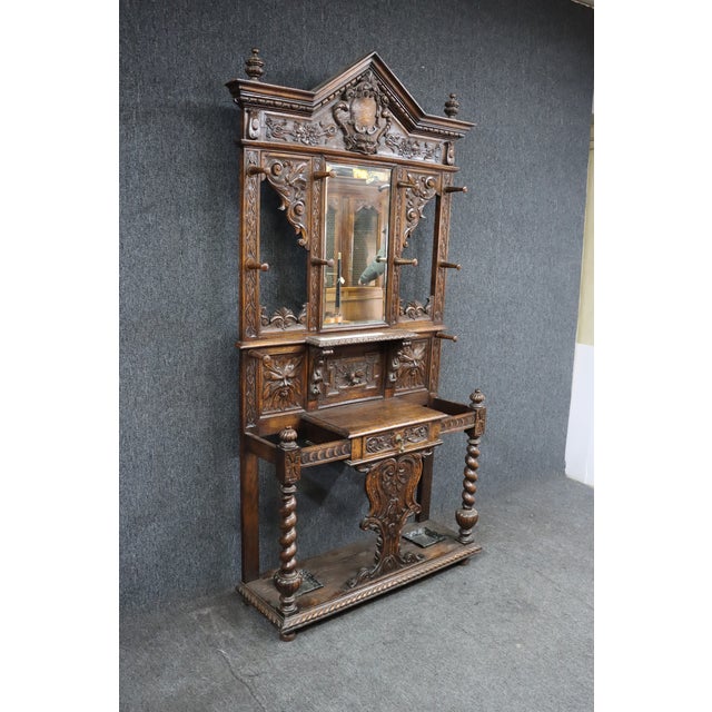 19th C. Oak Victorian Hall Rack For Sale In Philadelphia - Image 6 of 11