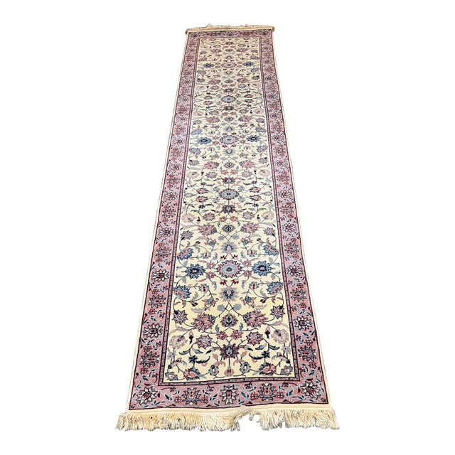 2ft 6 in × 12ft Persian Style Floral Wool Runner Rug For Sale