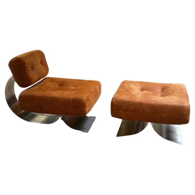 Set of Alta Armchair with Ottoman by Oscar Niemeyer, 1970s For Sale