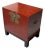 Antique Chinese Raised Red Tansu Box With Brass Butterfly Hardware For Sale