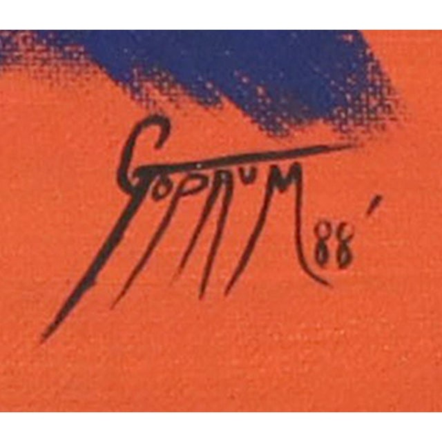 1980s Native American Folk Art Style Chief in Profile Original Signed