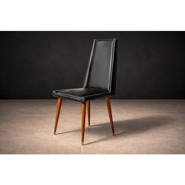 Set of 4 Chairs in Caviuna Wood & Black Leather, Giuseppe Scapinelli, 1950s For Sale - Image 13 of 14