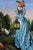 Surrealism Madam X by Claudia Griesbach-Martucci | Oil on board Woman in a blue dress with a fox head holding a lantern. For Sale - Image 3 of 4