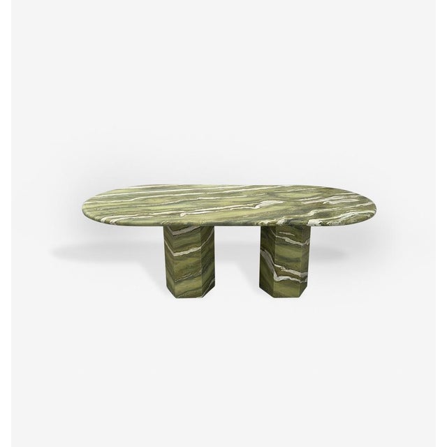 Stone Large Green Marble Oval Dining Table by My Habitat Design For Sale - Image 7 of 7