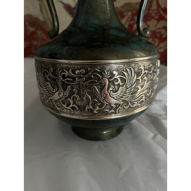 Vintage Japanese Bronze Dragon Motif Amphora Vessel For Sale - Image 4 of 8