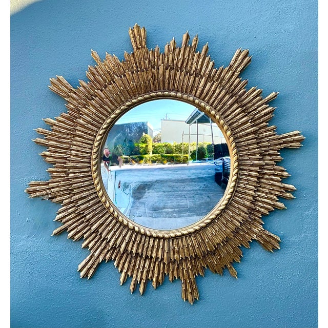Vintage Gilt Starburst Mirror For Sale In West Palm - Image 6 of 12