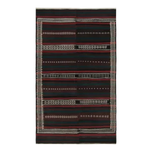 1950s Vintage Afghan Tribal Kilim With Red-Brown Geometric Patterns