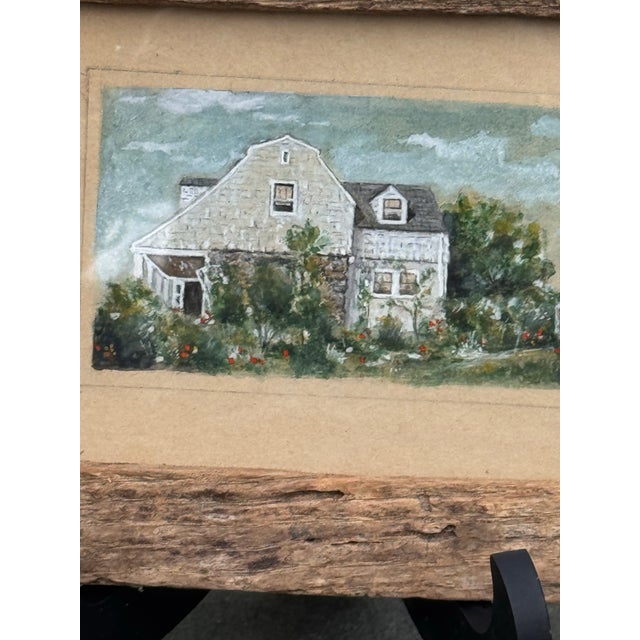 American Framed 1920s w.c. Vincent Watercolor Painting Cape Cod House Rustic Frame For Sale - Image 3 of 6