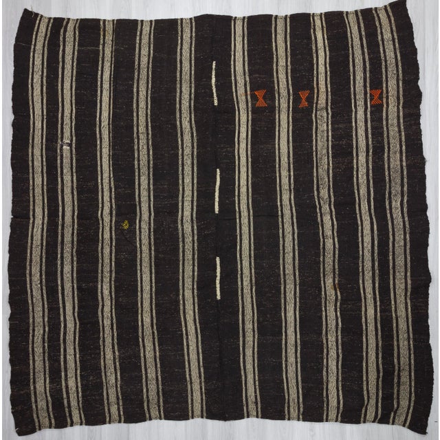 1960's Vintage Kilim Black & Gray Striped Rug- 9′10″ × 10′ For Sale In Los Angeles - Image 6 of 6