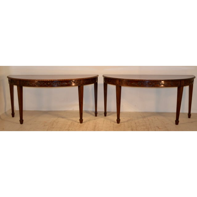 Pair of Early 19th Century English Mahogany Demilune Tables For Sale - Image 12 of 12