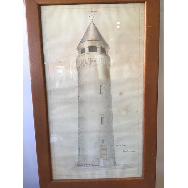 1930s Large Drawing of Water Tower at Fort Ethan Allen For Sale - Image 9 of 10