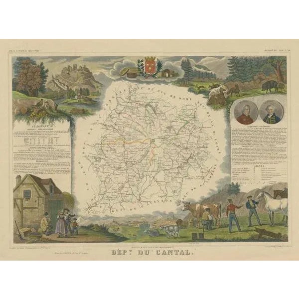 Map of the French Department of Cantal For Sale - Image 3 of 6