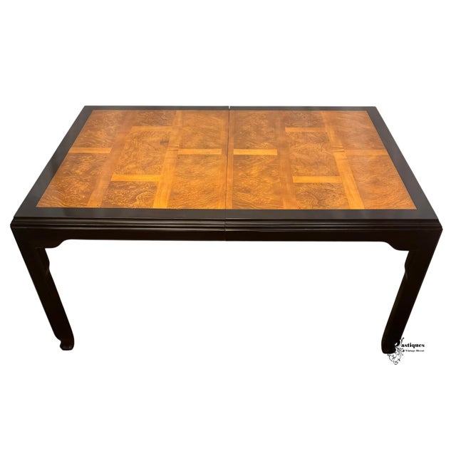 Black Vintage Century Raymond Sobota Chin Hua Collection Chinoiserie Style Burl & Black Lacquer Dining Table For Sale - Image 8 of 12
