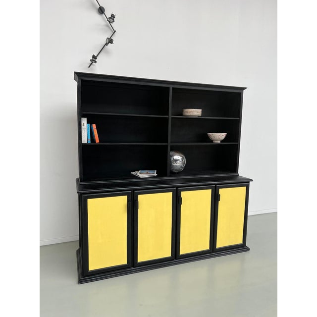 Large two-part sideboard, a vintage 1950s school piece crafted from wood and restored in our workshop. it comprises a low...