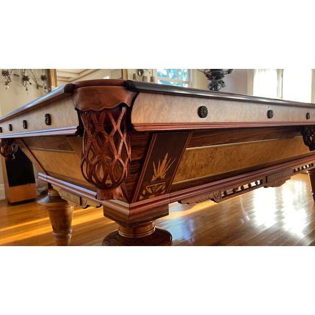 Brown Aramith Style Pool Table Brunswick Circa 1885. Fully Restored by Blatt Billiards, Nyc. For Sale - Image 8 of 10