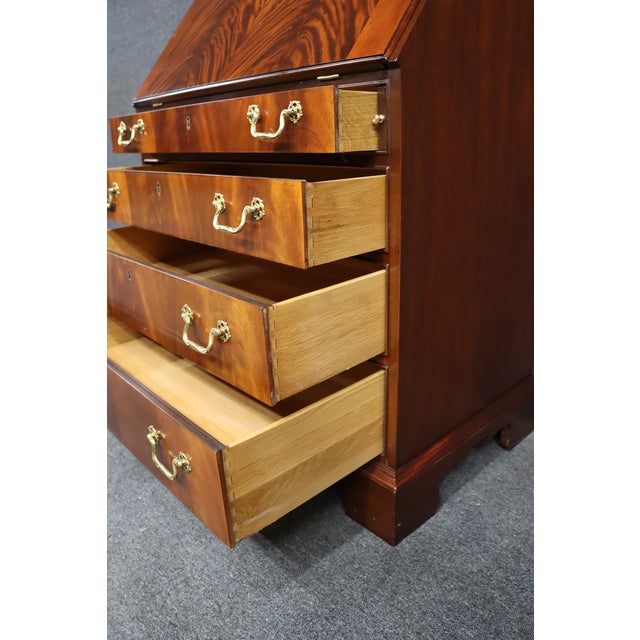 Council Craftsmen Mahogany Secretary Bookcase With Glass Doors & Drop Front Desk For Sale - Image 10 of 14