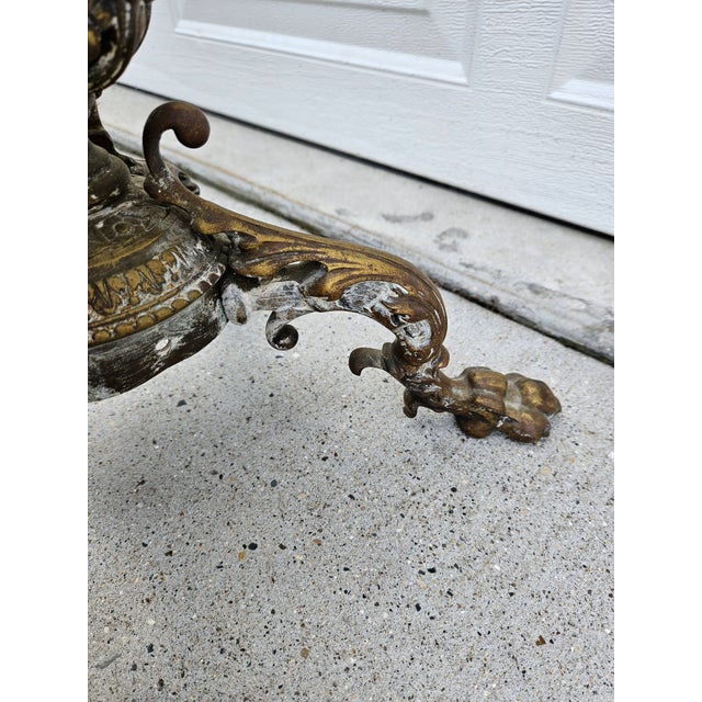 Victorian Brass Cast Iron and Marble Pedestal Plant Stand For Sale - Image 11 of 12