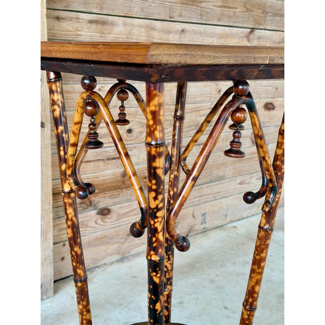 Antique Victorian Tortoiseshell Bamboo Pedestal Side Table, Circa 1900 For Sale - Image 10 of 12