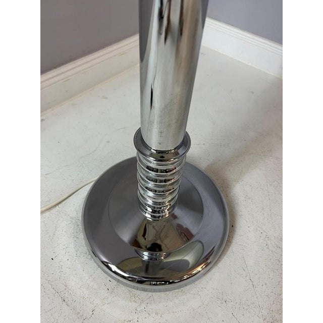 Gray Floor Lamp in Chrome with Grey Shade For Sale - Image 8 of 11