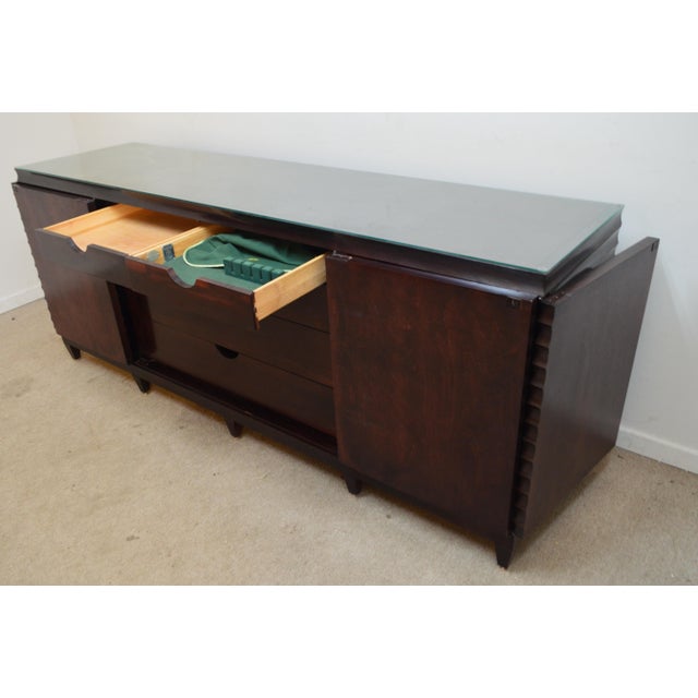 Brown Late 20th Century Barbara Barry for Baker Fluted Sideboard With Protective Glass Top For Sale - Image 8 of 15