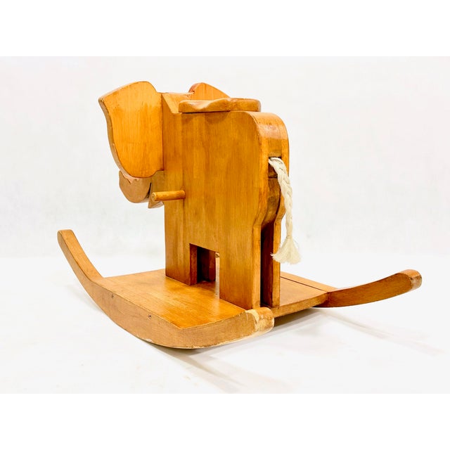 Mid-Century Wooden Rocking Elephant, 1960s For Sale - Image 9 of 10