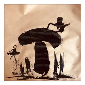 Mushroom Garden Original Ink Painting by Erik Sulander 22x22