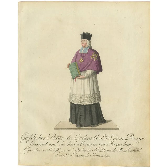 Ecclesiastical Knight of the Order of Our Lady of Mount Carmel and St. Lazarus, 1791, Paper For Sale