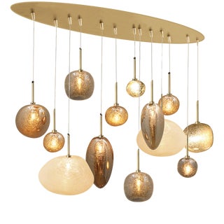 Dark Valleys Mouth-Blown Glass Pendant Light by Riviera Light For Sale