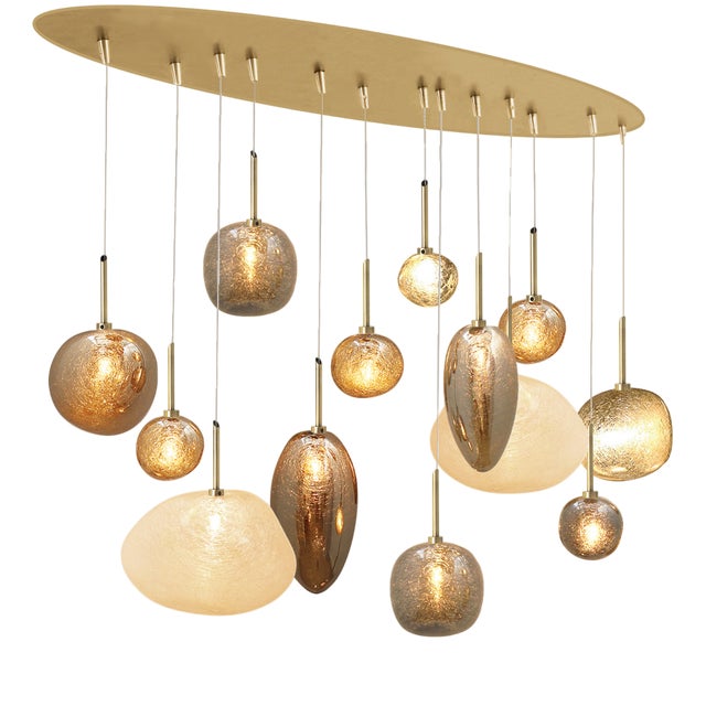 Dark Valleys Mouth-Blown Glass Pendant Light by Riviera Light For Sale