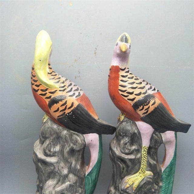 This striking pair of vintage porcelain pheasants brings a touch of color and elegance to any interior. Each bird is...