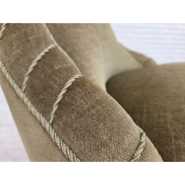 Danish Easy Chair in Green Furniture Velour, 1960s For Sale - Image 4 of 16